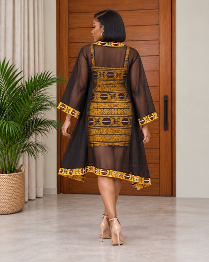 African Print Dress & Kimono Set Polina