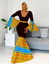Load image into Gallery viewer, Wholesale Box of 10 African Print Thandi Black Evening Dress
