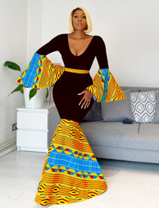Wholesale Box of 10 African Print Thandi Black Evening Dress