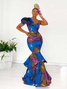 Wholesale Box of 10 African Print Ziva Evening Dress