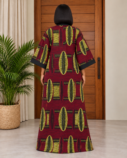 African Print Long Kimono Jacket Tendai