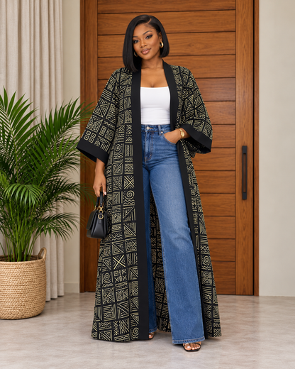 African Print Bogolan Kimono Nessi