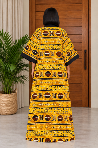 African Print Long Kimono Jacket Mahari