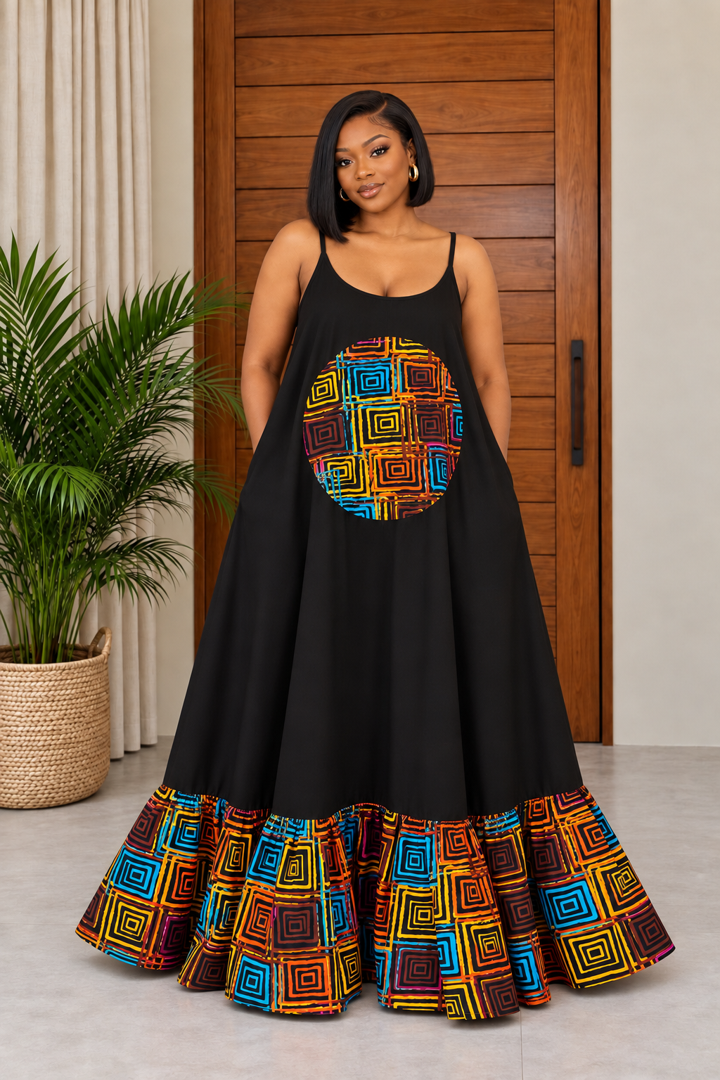African Print Maxi Dress Pona