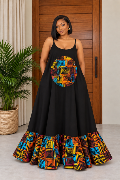 African Print Maxi Dress Pona