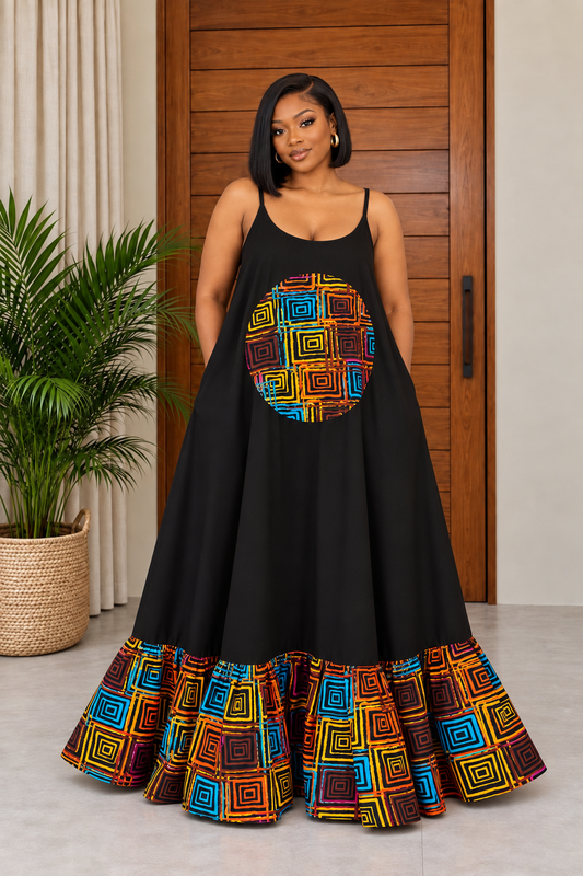 African Print Maxi Dress Pona