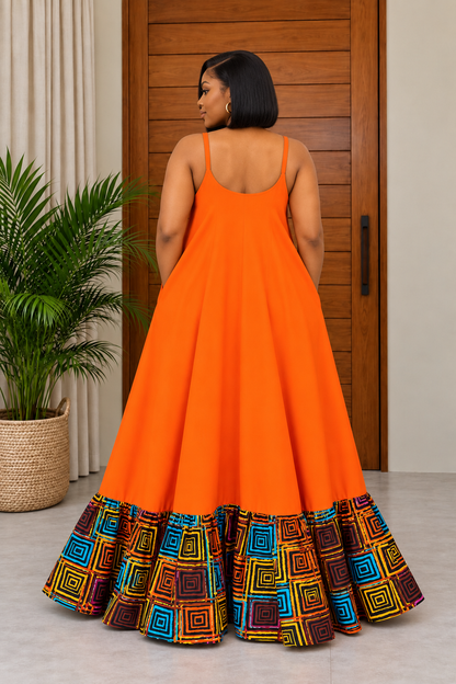 African Print Maxi Dress Sunday