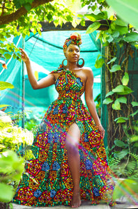 African Print Belle Rainbow Infinity Dress Purple