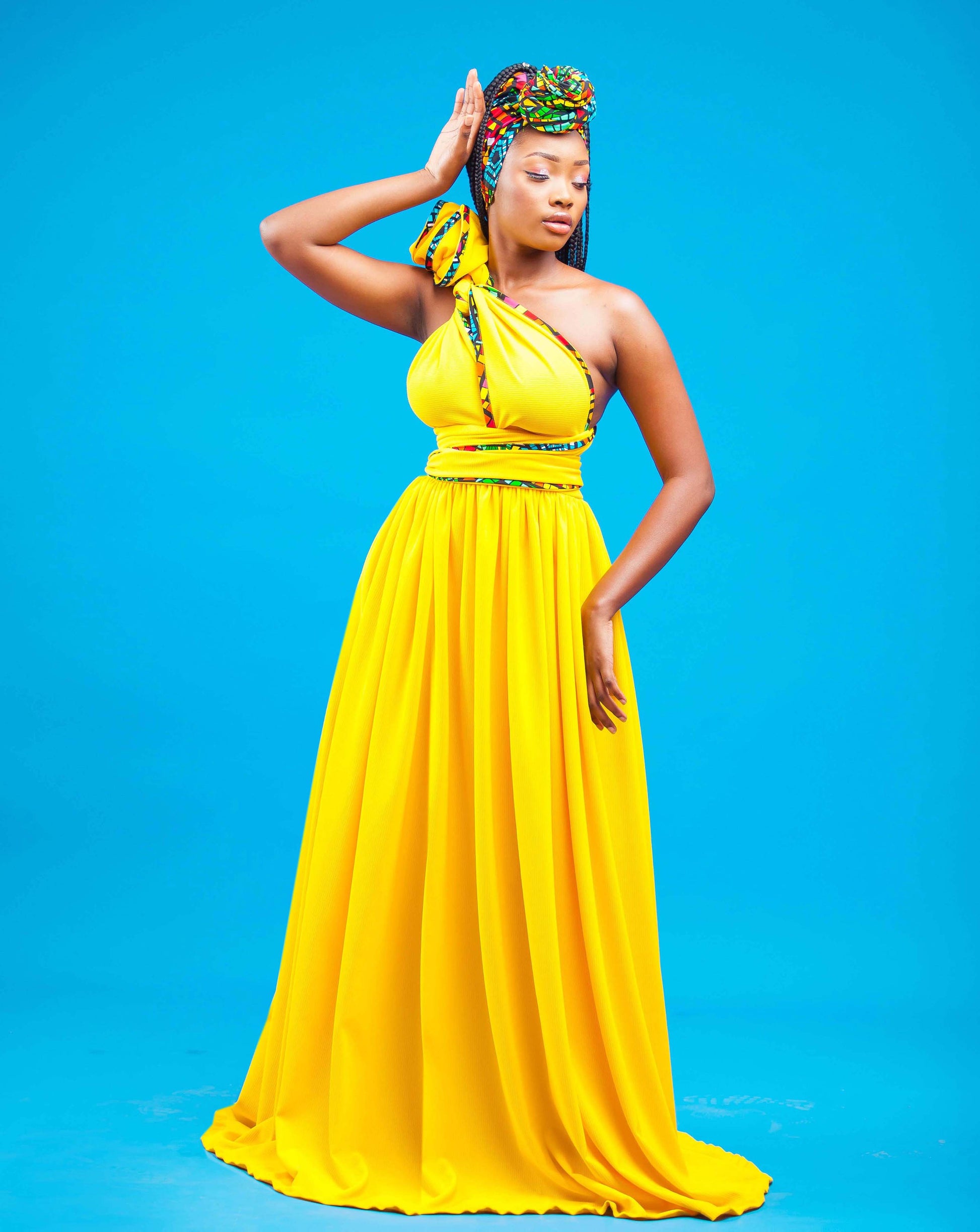 African Print Infinity Dress Sunflower Karentino-Boutique African Print Infinity Dress Sunflower Karentino-Boutique