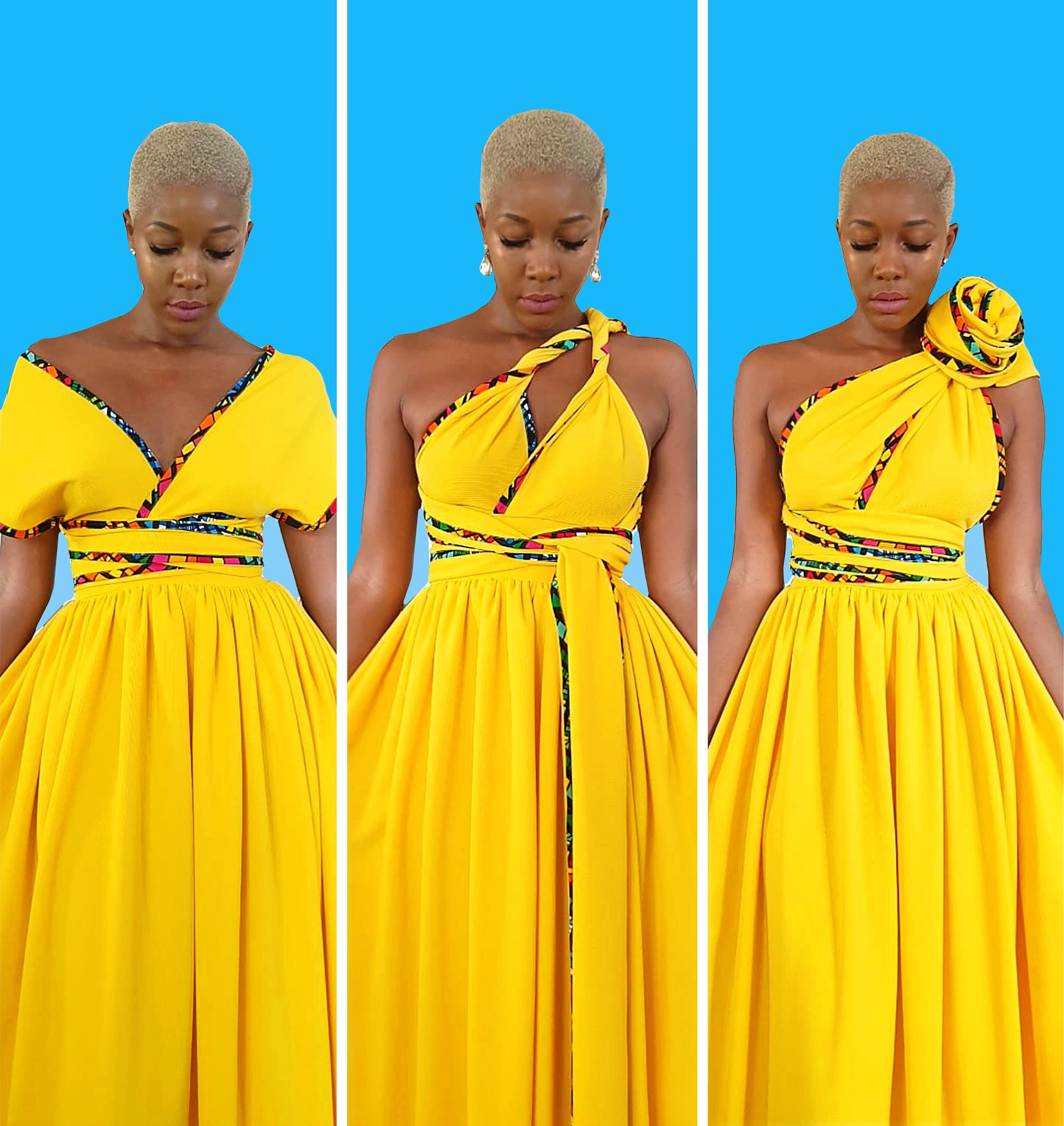 African Print Infinity Dress Sunflower Karentino-Boutique African Print Infinity Dress Sunflower Karentino-Boutique