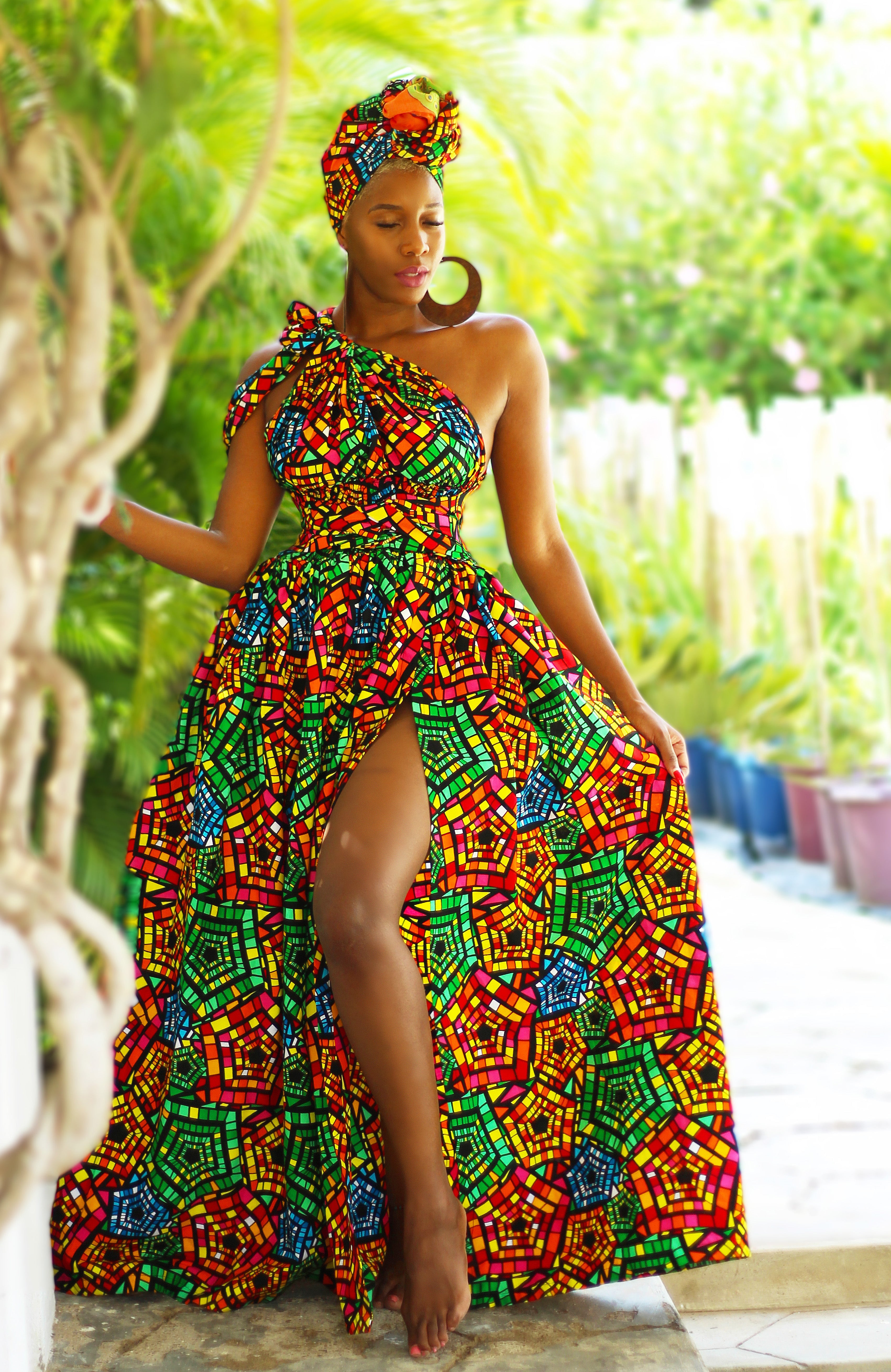African Print Infinity Dress Belle Rainbow Purple Karentino-Boutique African Print Infinity Dress Belle Rainbow Purple Karentino-Boutique