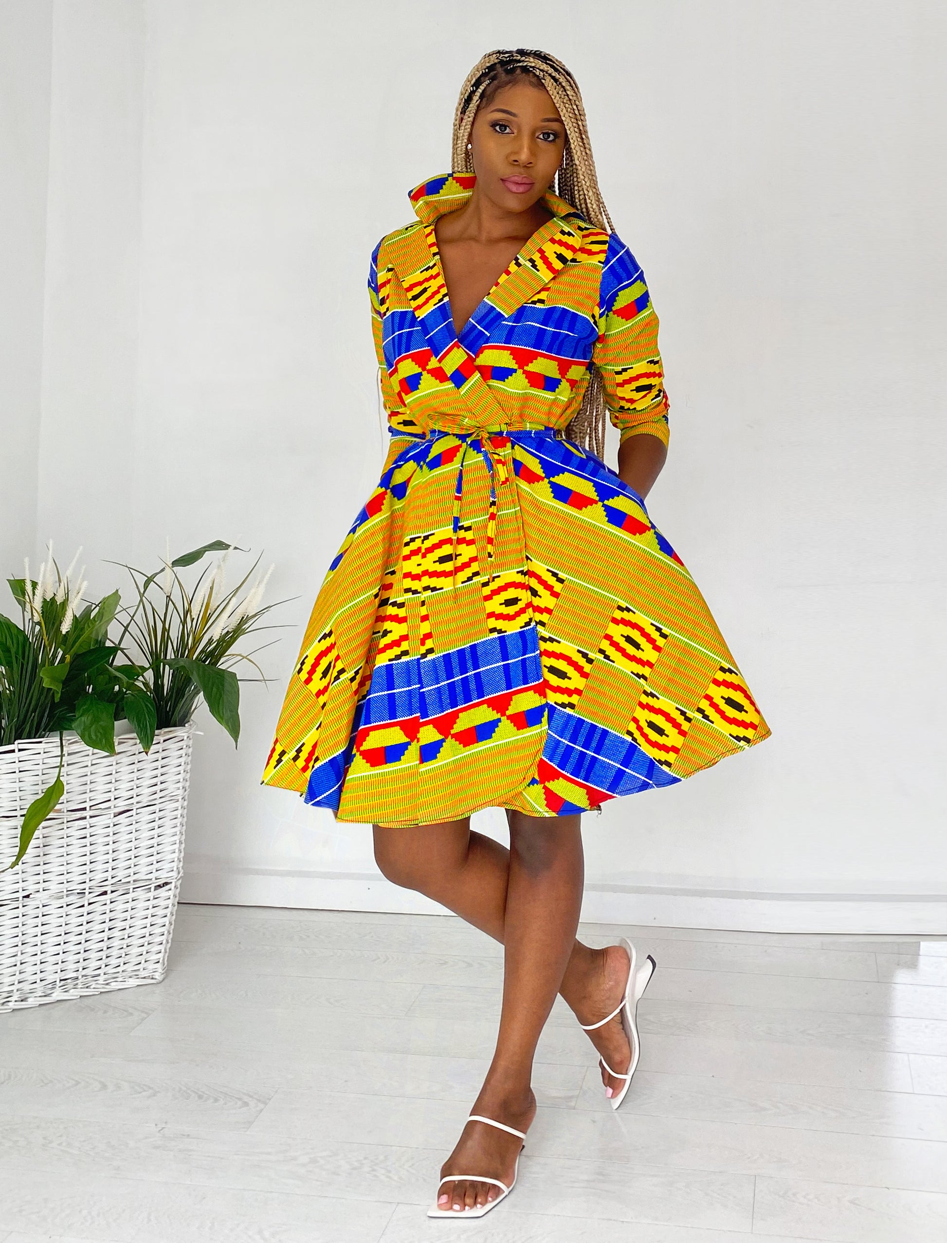 African Print Wrap Over Dress Juju – Karentino-Boutique