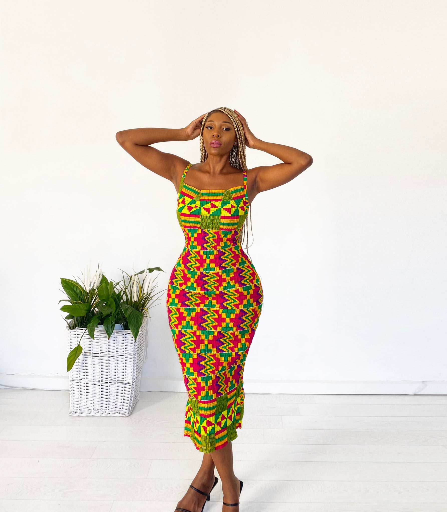 African Print Zanele Midi Dress Karentino Boutique