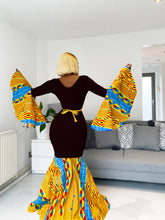 Load image into Gallery viewer, African Print Thandi Black Evening Dress
