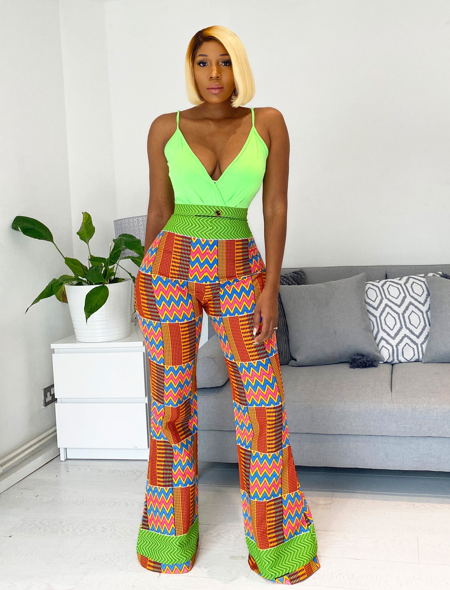 African Print Genevah Bell Bottom Trousers