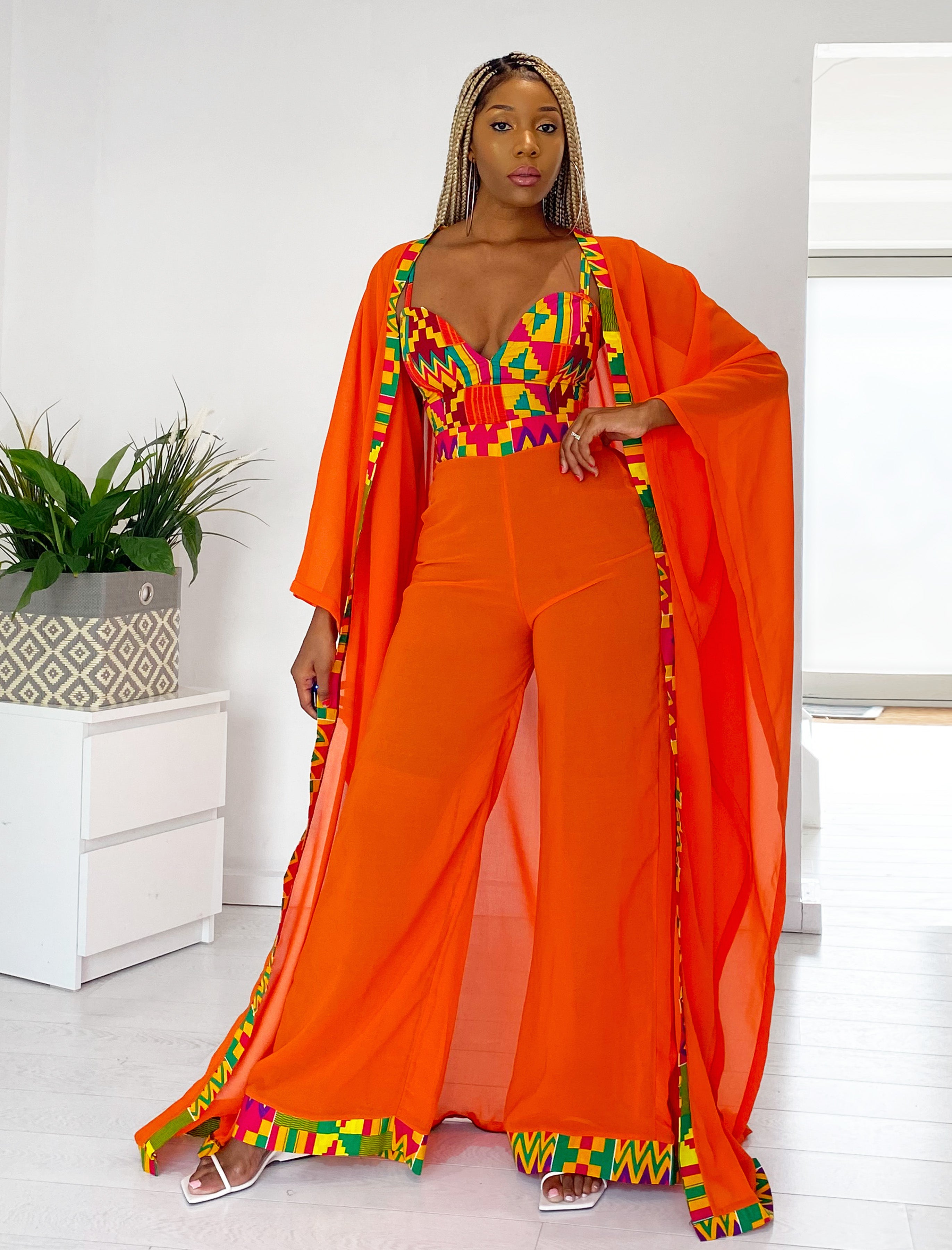 Hiand Cape set combinaison [U-3] ハイアンド African Print 3-Piece Set Olana – Karentino-Boutique