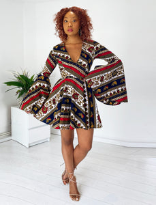African Print Binty Flare Dress
