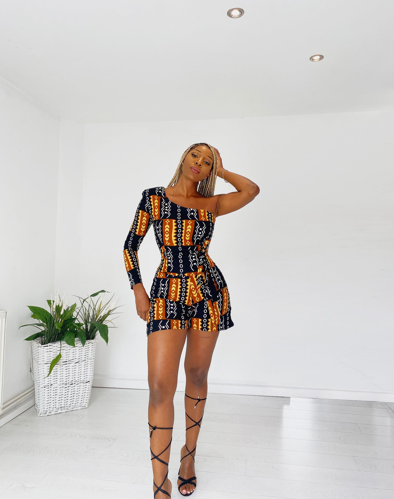 african print shorts and top set