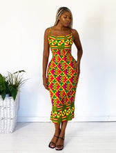Load image into Gallery viewer, African Print Zanele Midi Dress, kente dress
