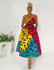 African Print Aamina Top and Skirt Set