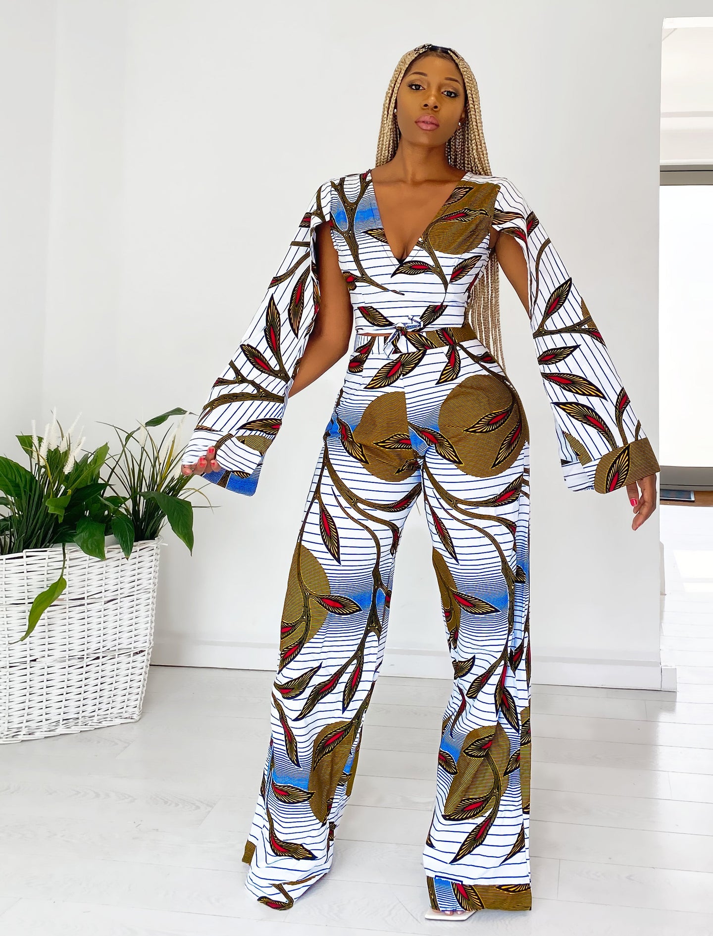 African Print Akila Top and Trousers Set