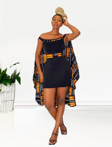 African Print Zuri Cape Dress