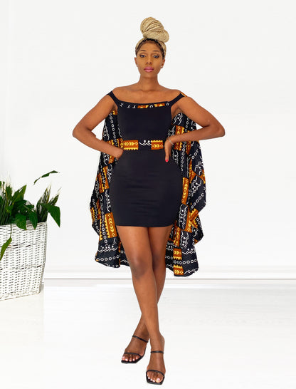 African Print Zuri Cape Dress
