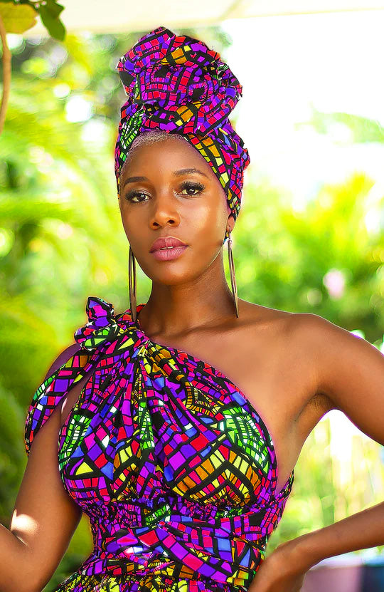African Print Belle Rainbow Headwrap